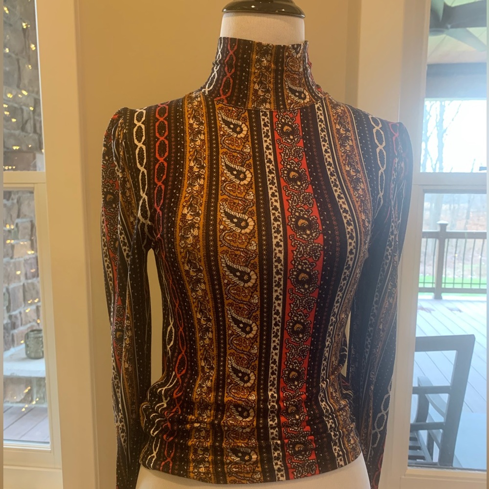 Free people mock neck fitted long sleeve top